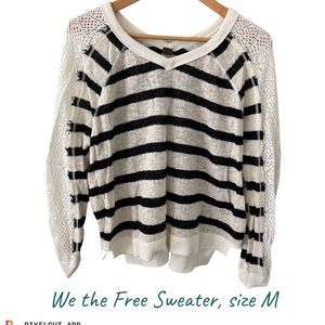 We the Free Black and Cream Sweater, Medium